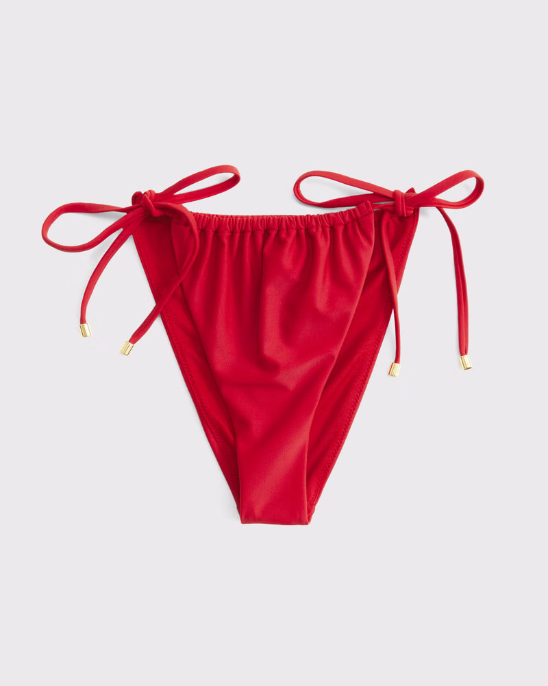 Abercrombie & Fitch Women's Low Rise Ruched Tie-Side Cheeky Bottom in Vivid Red - Size S | Abercrombie & Fitch (US)