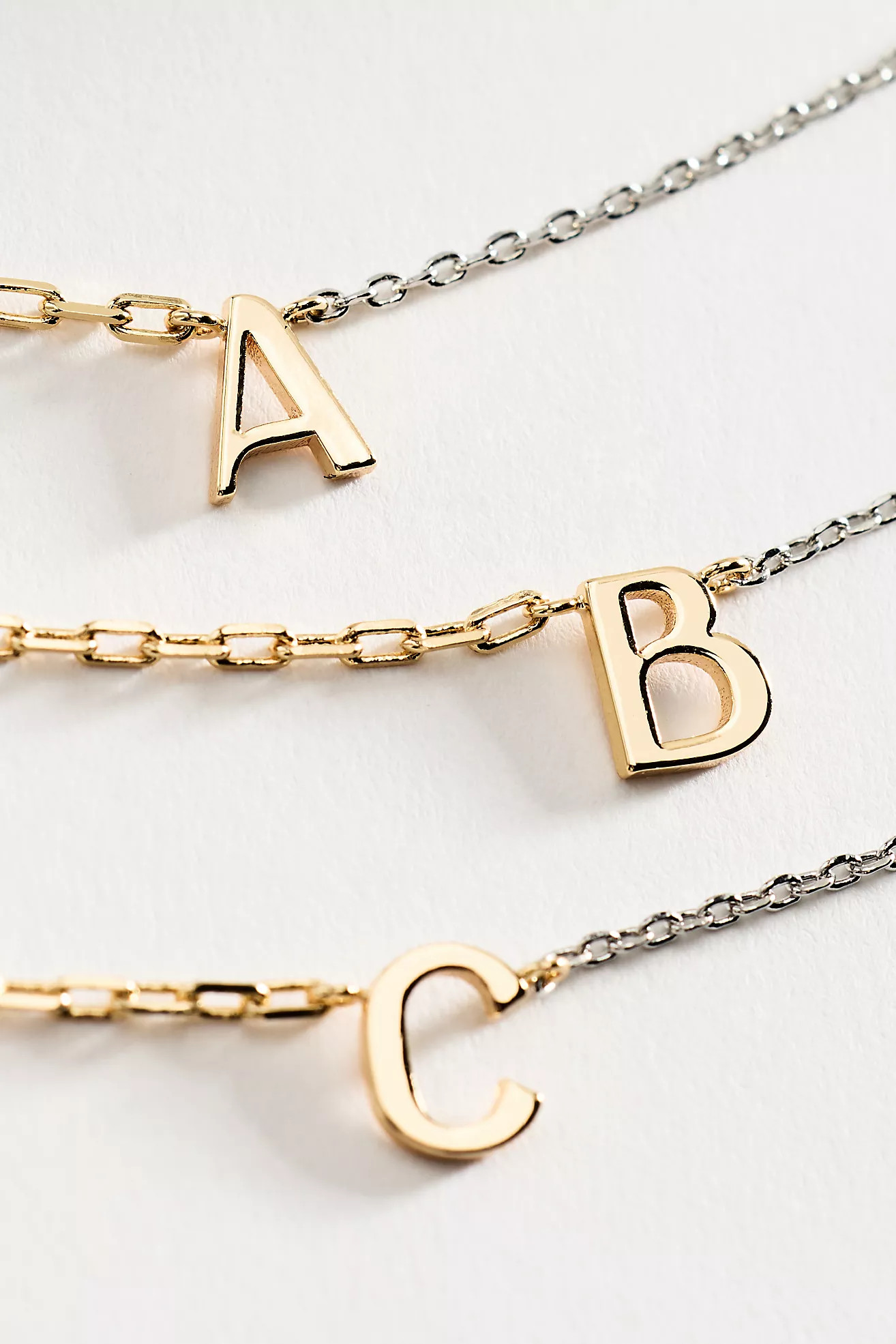 Mixed Metal Delicate Monogram Necklace | Anthropologie (US)