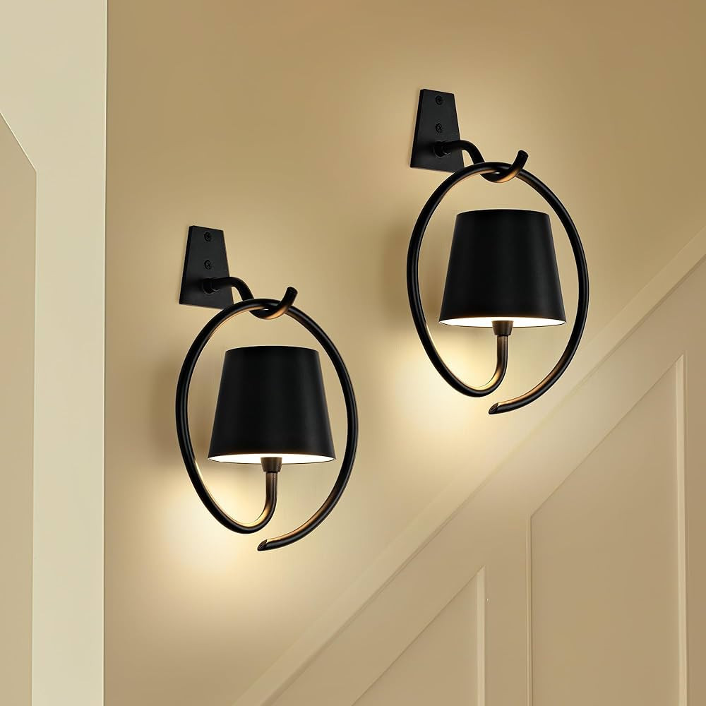 5200mAh Wireless Wall Light, Rechargeable Batttery Operated Wall Sconces Set of 2,3 Color Steples... | Amazon (US)