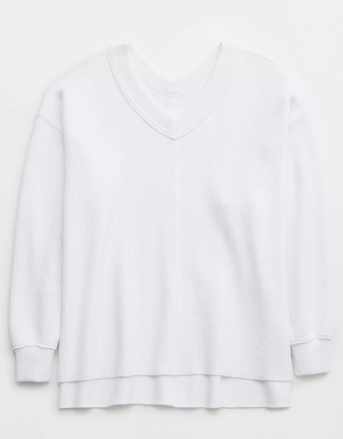 Aerie Wonder Textured V-Neck Sweatshirt | American Eagle Outfitters (US & CA)