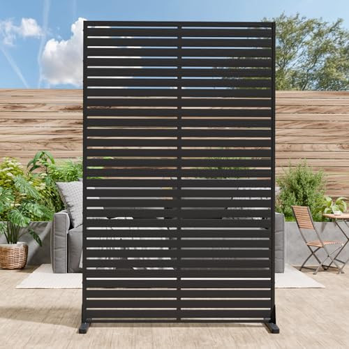 Trygoal Privacy Screen Outdoor 72" H×47" W Freestanding Privacy Panel with Stand, HDPE Decorative Privacy Fence with Louver Pattern, Patio Divider Screen, Privacy Screens for Outside,Deck, Balcony | Amazon (US)