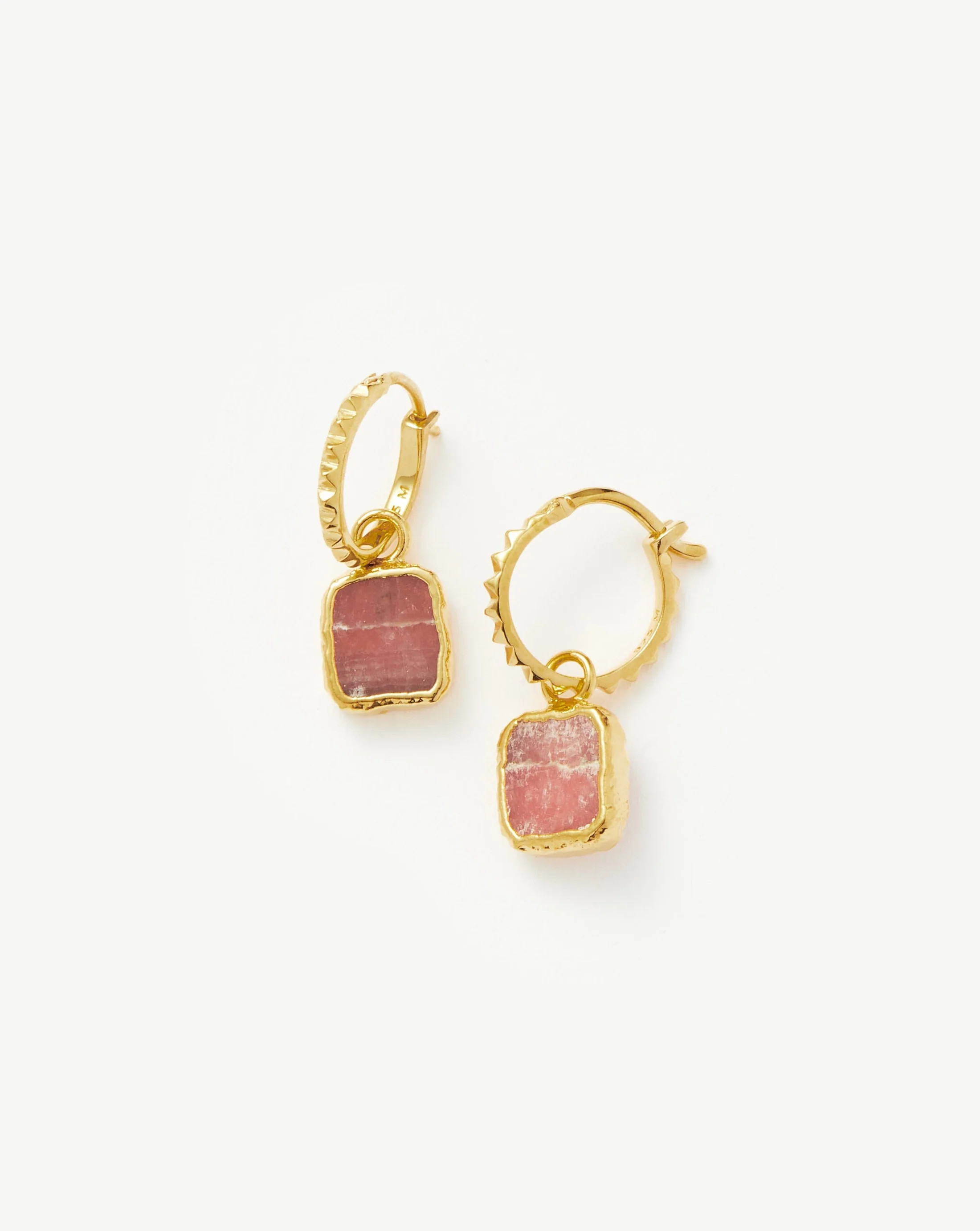 Mini Pyramid Charm Hoop Earrings | Gold/Rhodochrosite | Missoma US