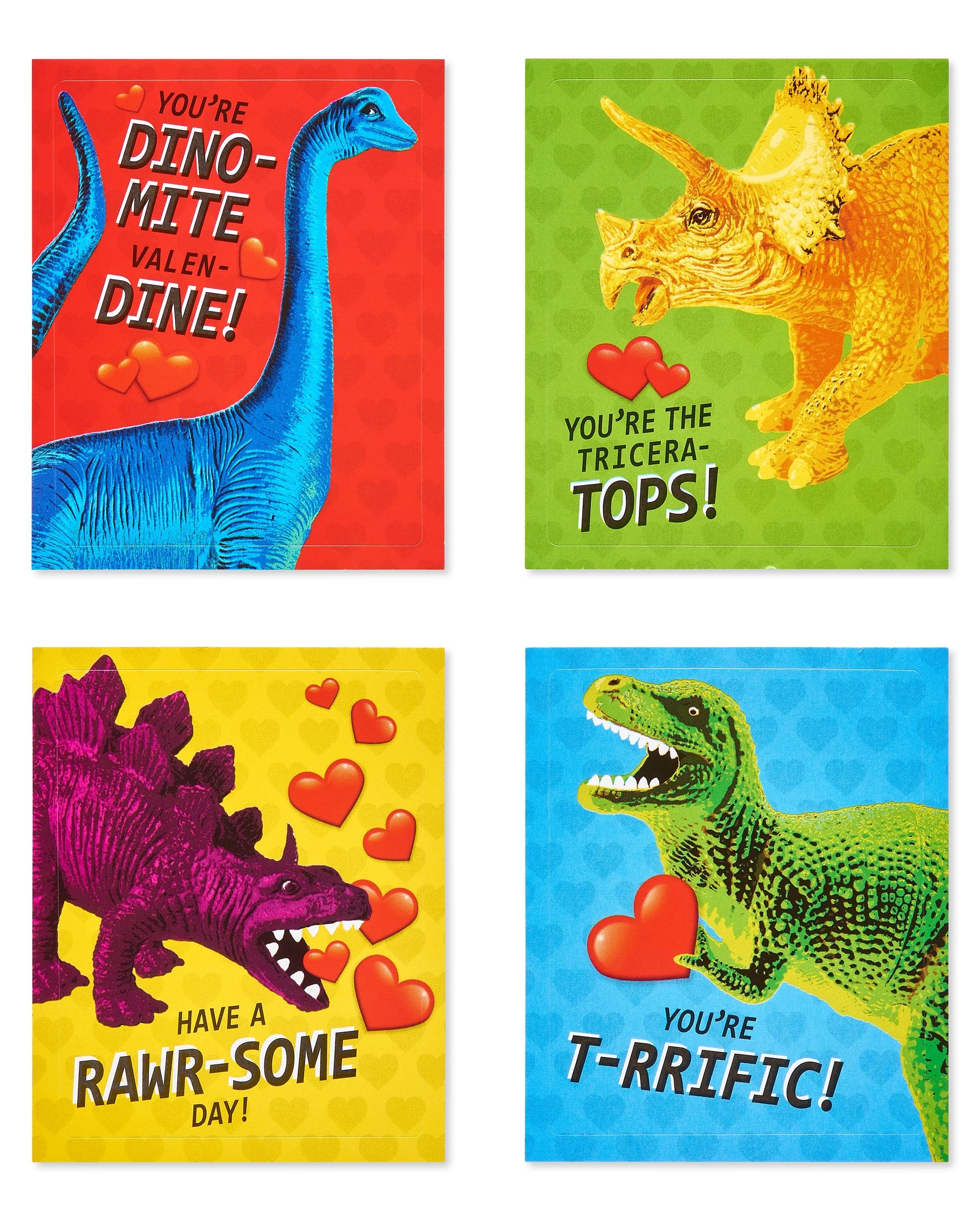American Greetings Classroom Pack Valentine's Day Stickers, Dinosaurs (40-Count) - Walmart.com | Walmart (US)