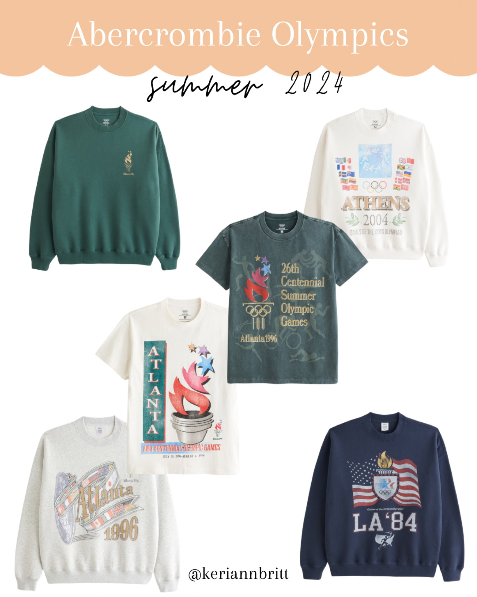 Olympic Crewneck Sweatshirts and Graphic Tees from Abercrombie 

Olympics / team USA / Olympics party / team USA gear / team USA apparel / Paris Olympics / 2024 summer Olympics / Paralympics / Paralympic team USA /Olympic team / fanatics / America / USA soccer / USA gymnastics / USA athletics / athletes / sports / activewear / Atlanta / 1996 Olympics / vintage Olympics / Abercrombie & Fitch 

#LTKFindsUnder100 #LTKSeasonal #LTKStyleTip