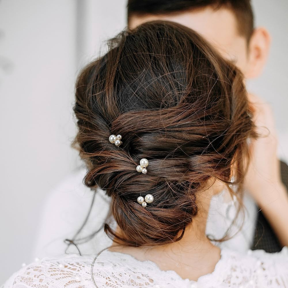 SWEETV Bridal Hair Pins Bridal Hair Accessories Pearl Bobby Pins Wedding Headpiece Bridesmaid Flo... | Amazon (US)