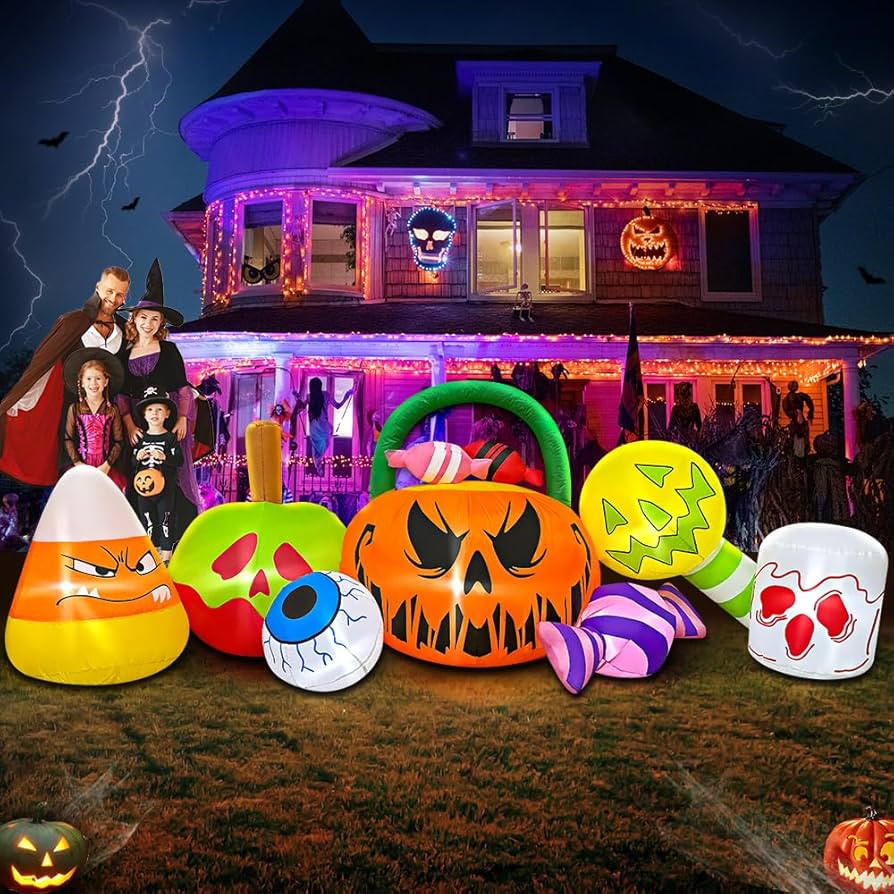 10 FT Halloween Inflatable Outdoor Decorations Pumpkin Ghost Combo, Halloween Decorations Outdoor... | Amazon (US)