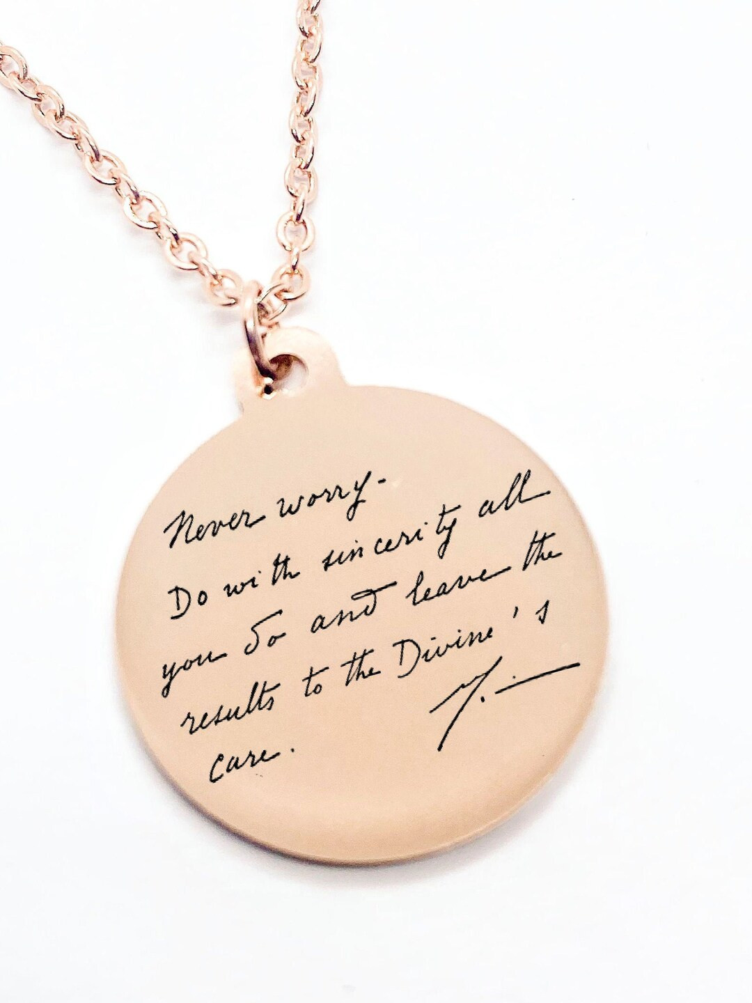 Actual handwriting Necklace, Engraved Coin necklace, Custom Signature Necklace, Handwritten Neckl... | Etsy (US)