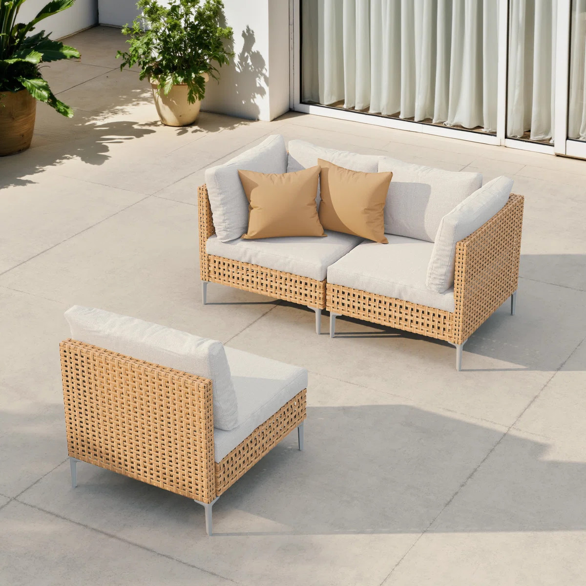 Wicker 3-Seat Sectional Sofa with Cushions | Wayfair North America