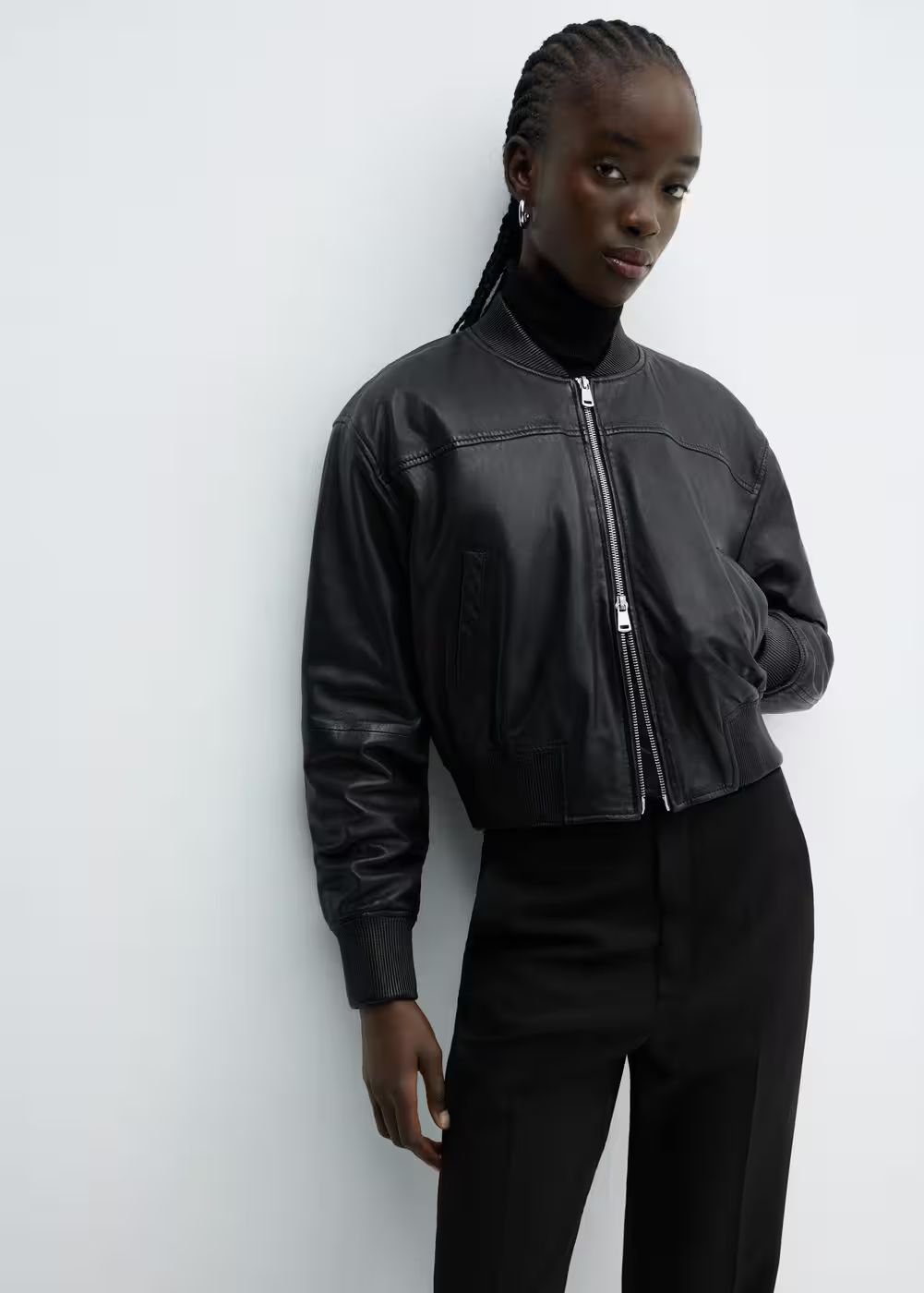 Leather bomber jacket -  Women | Mango USA | MANGO (US)