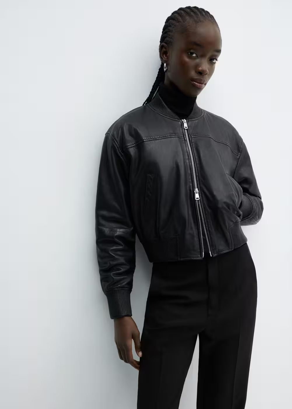 Leather bomber jacket -  Women | Mango United Kingdom | MANGO (UK)