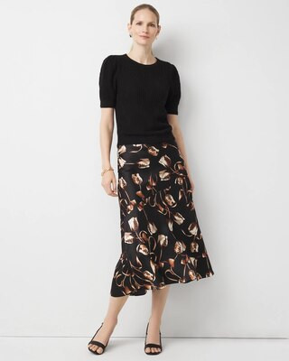Women's Petite Satin Maxi Skirt in Tulip Dapplecat Black size XXS | White House Black Market | White House Black Market