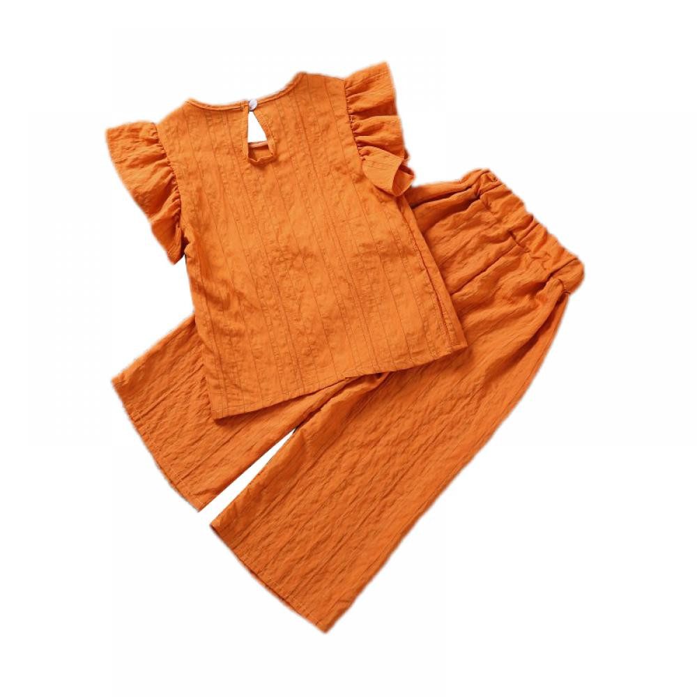 Summer Baby Toddler Kids Baby Girl Outfits Set Flare Sleeve Shirts and Cropped Trousers Pants Clo... | Walmart (US)