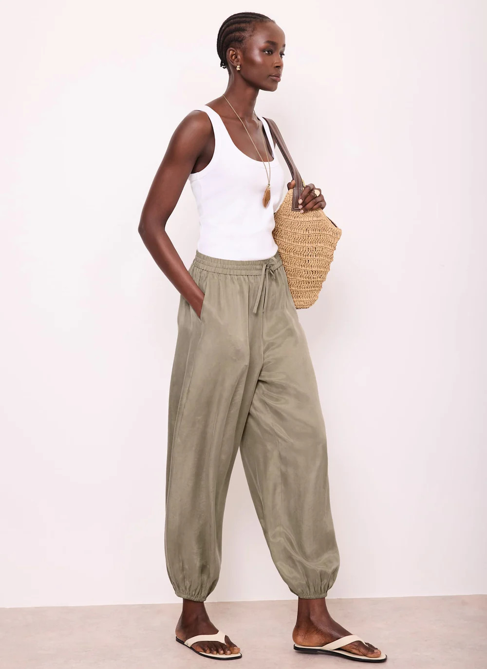 Khaki Balloon Trousers | Mint Velvet
