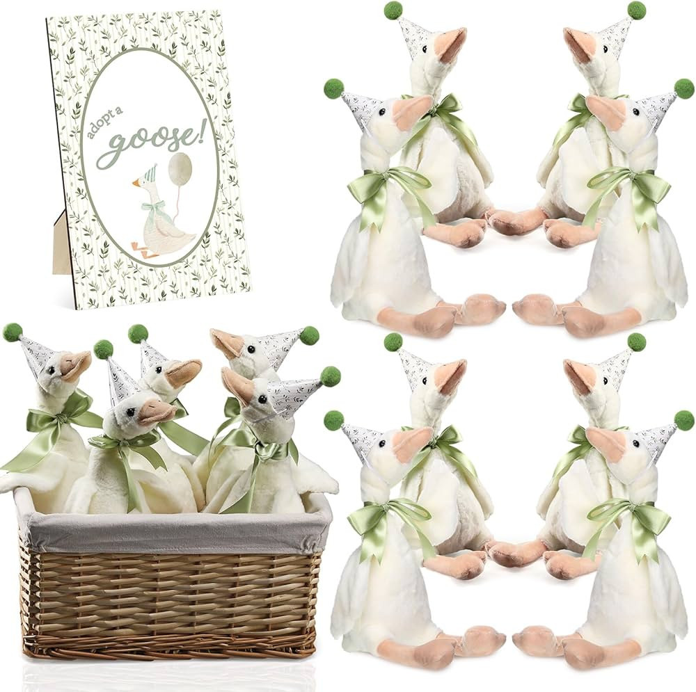 One Silly Goose 1st Birthday Decoration 8 Sets 15.7 Inch Soft Goose Stuffed Animal Birthday Hat w... | Amazon (US)