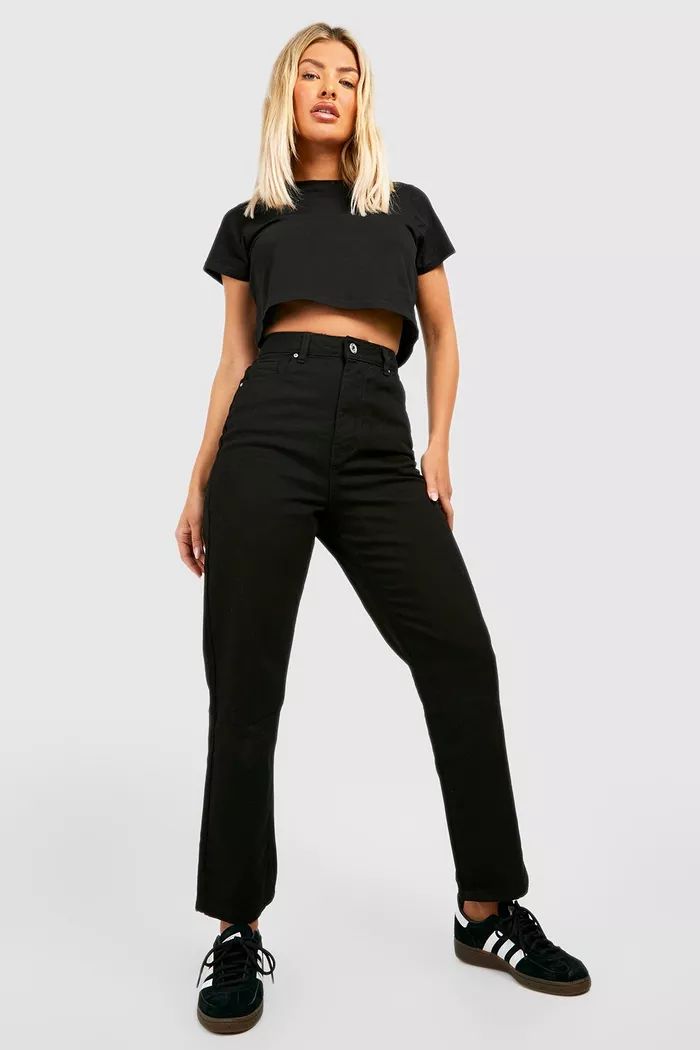 Basics High Waisted Straight Leg Jeans | Boohoo.com (US & CA)