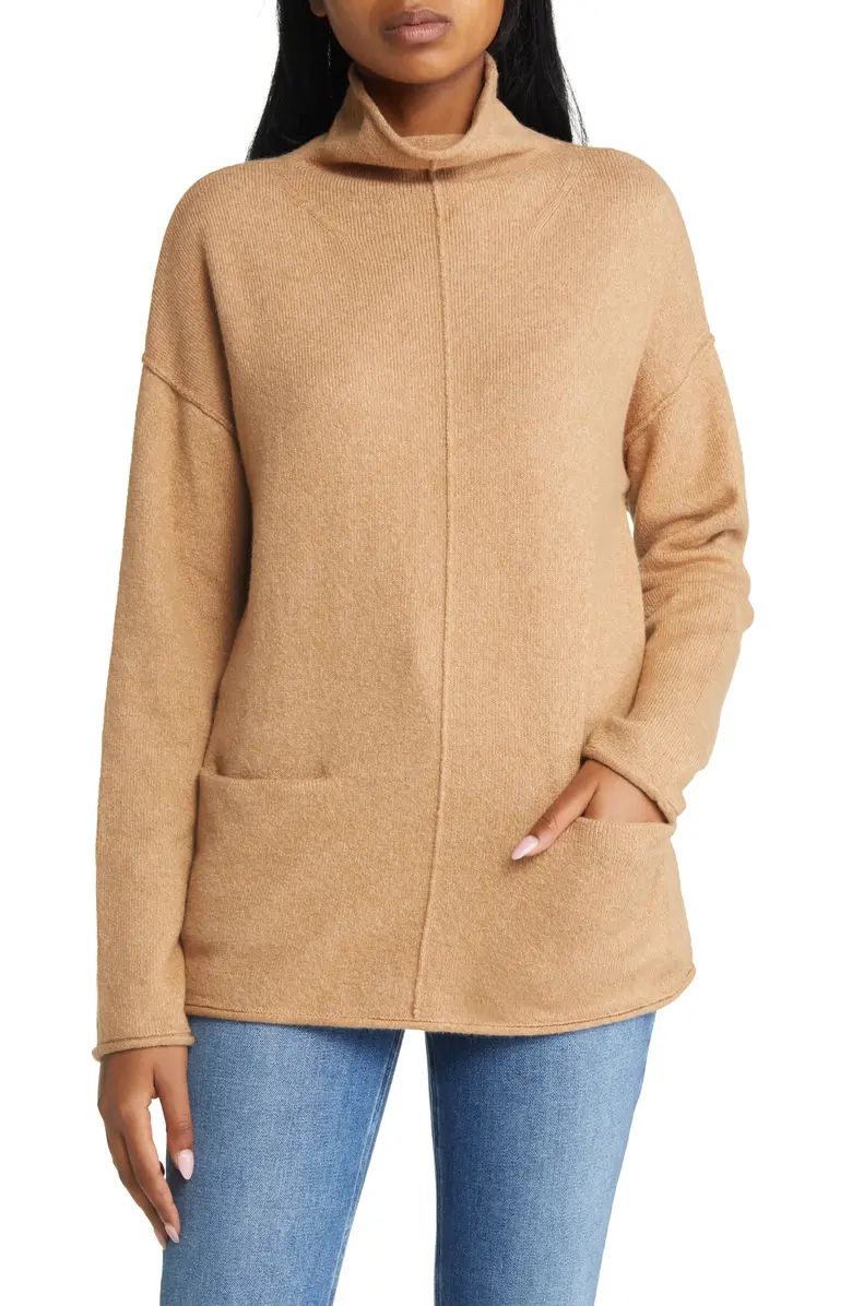 Pocket Funnel Neck Cotton Blend Sweater | Nordstrom