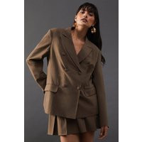 Womens Wool Blend Double Breasted Relaxed Blazer - Brown - 8 | NastyGal UK