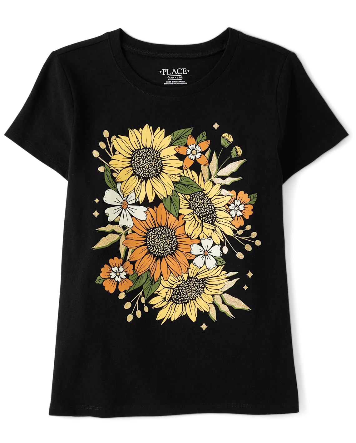Girls Sunflowers Graphic Tee - black | The Children's Place