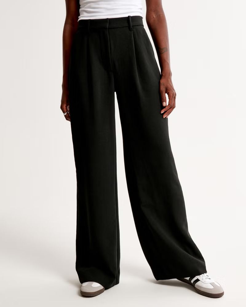 Women's Premium Crepe Tailored Ultra Wide-Leg Pant | Women's New Arrivals | Abercrombie.com | Abercrombie & Fitch (US)