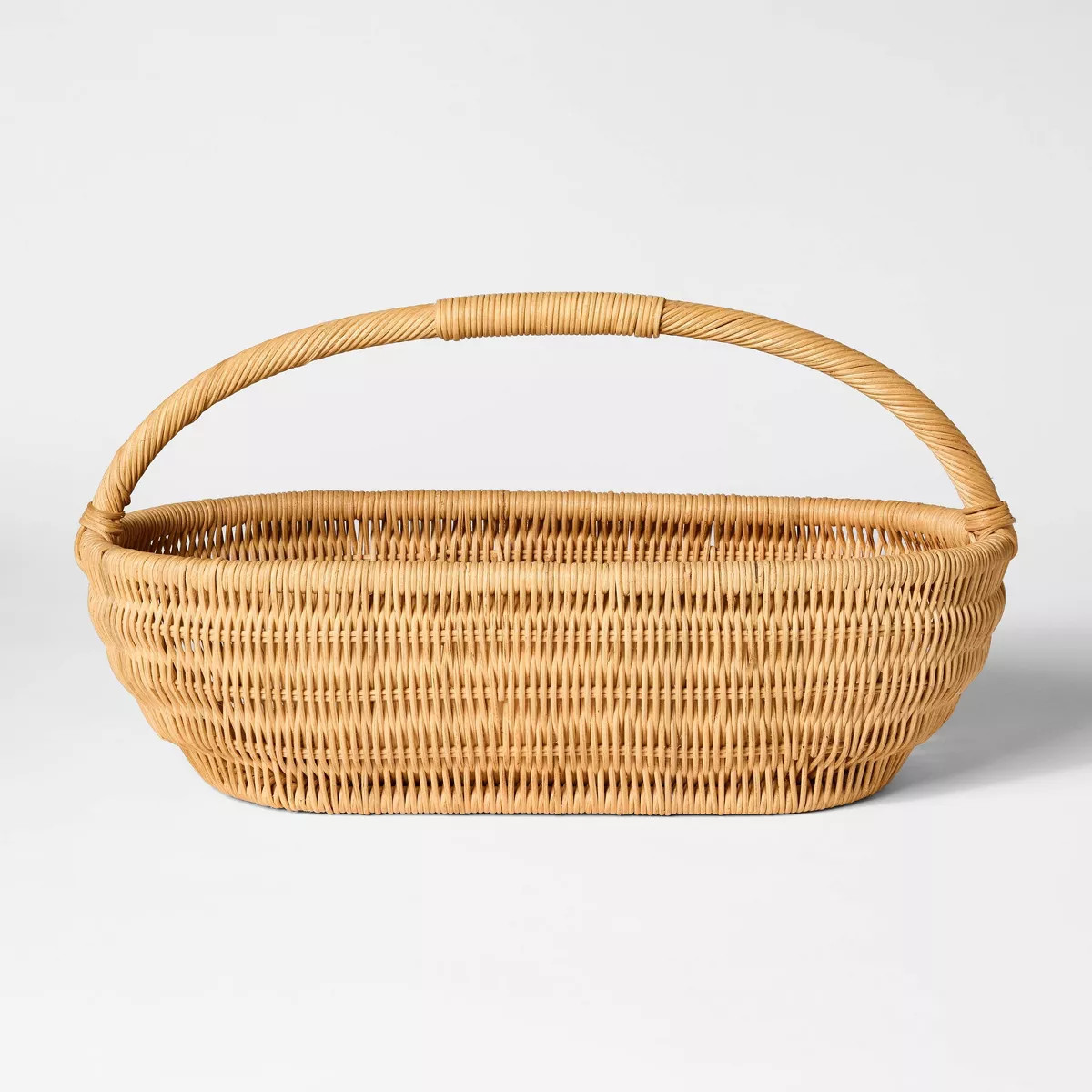 Long Oval Rattan Decorative Basket Brown - Threshold™ designed with Studio McGee | Target