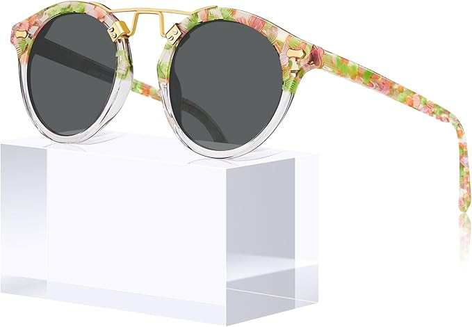 CARFIA Small Face Acetate Polarized Sunglasses for Women UV Protection, Retro Double Bridge Eyewe... | Amazon (US)
