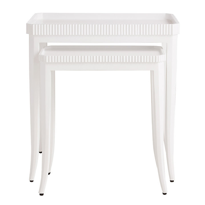 Orvieto Nesting Accent Tables Set of 2 Rectangular White Sculpted Edge Living Room Furniture | Ballard Designs, Inc.