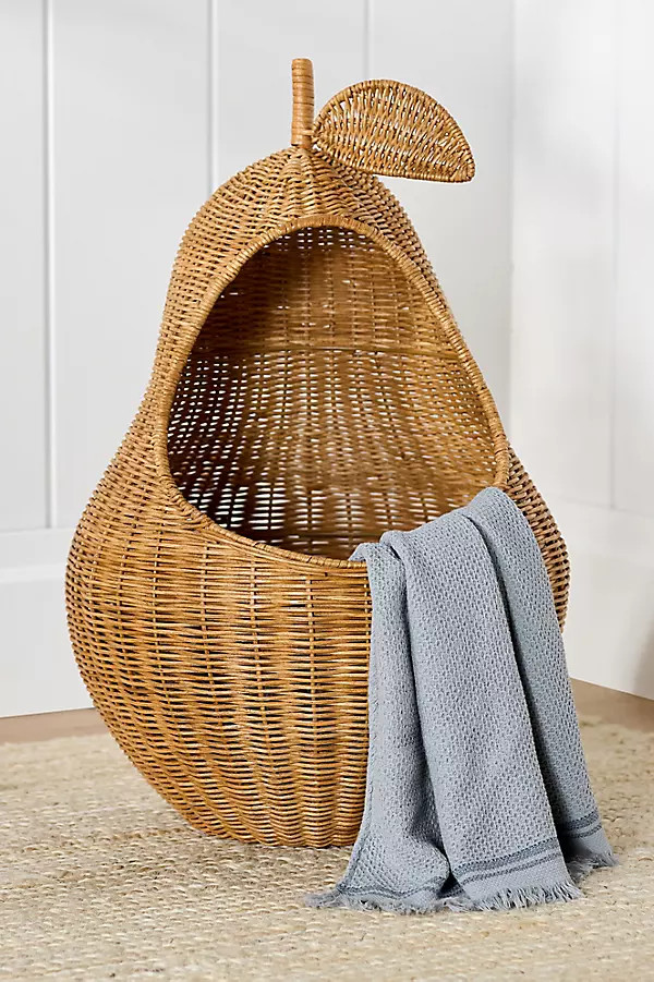 Pear Woven Wicker Basket | Anthropologie (US)