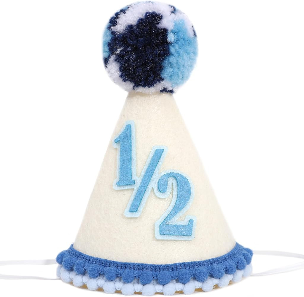 WAOUH Half Birthday Hat for Baby Party - Blue 1/2 Birthday Decorations For Photo,1/2 Birthday Hat... | Amazon (US)
