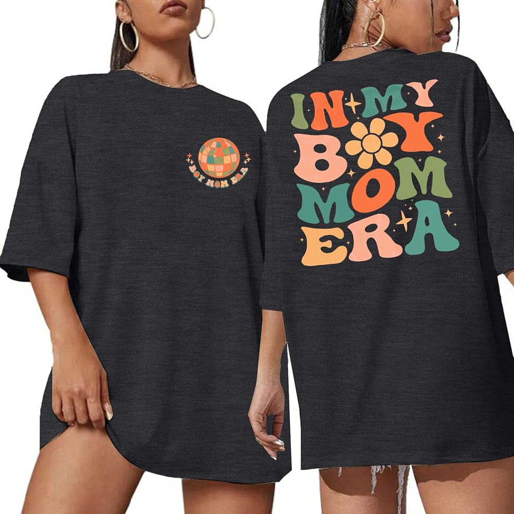 Boy Mom Shirts Mama Tops : Women Oversized Mama Graphic Tees Mom Tshirt Tops | Amazon (US)