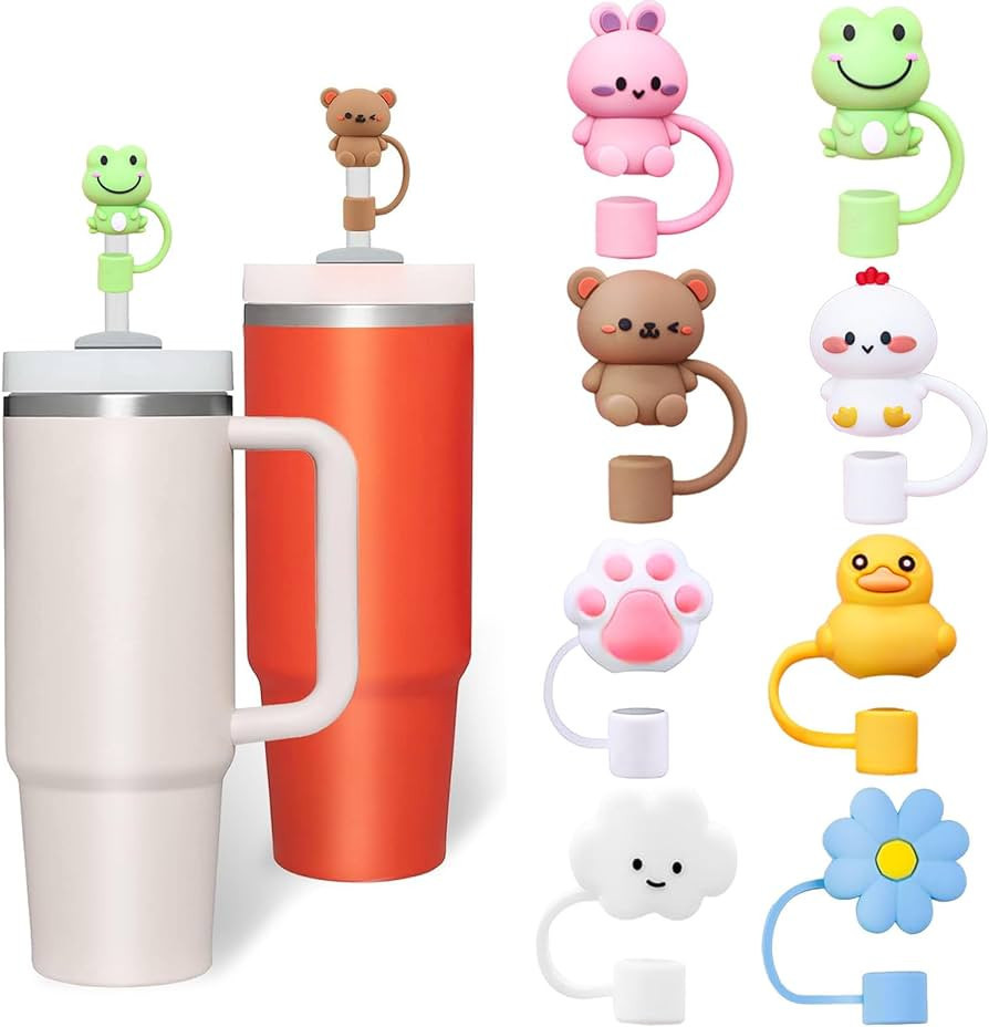 Rejoywor 8Pcs Cute Straw Cover for Stanley Cup, 10mm 0.4in Silicone Stanley 30&40 Oz Tumbler Acce... | Amazon (US)