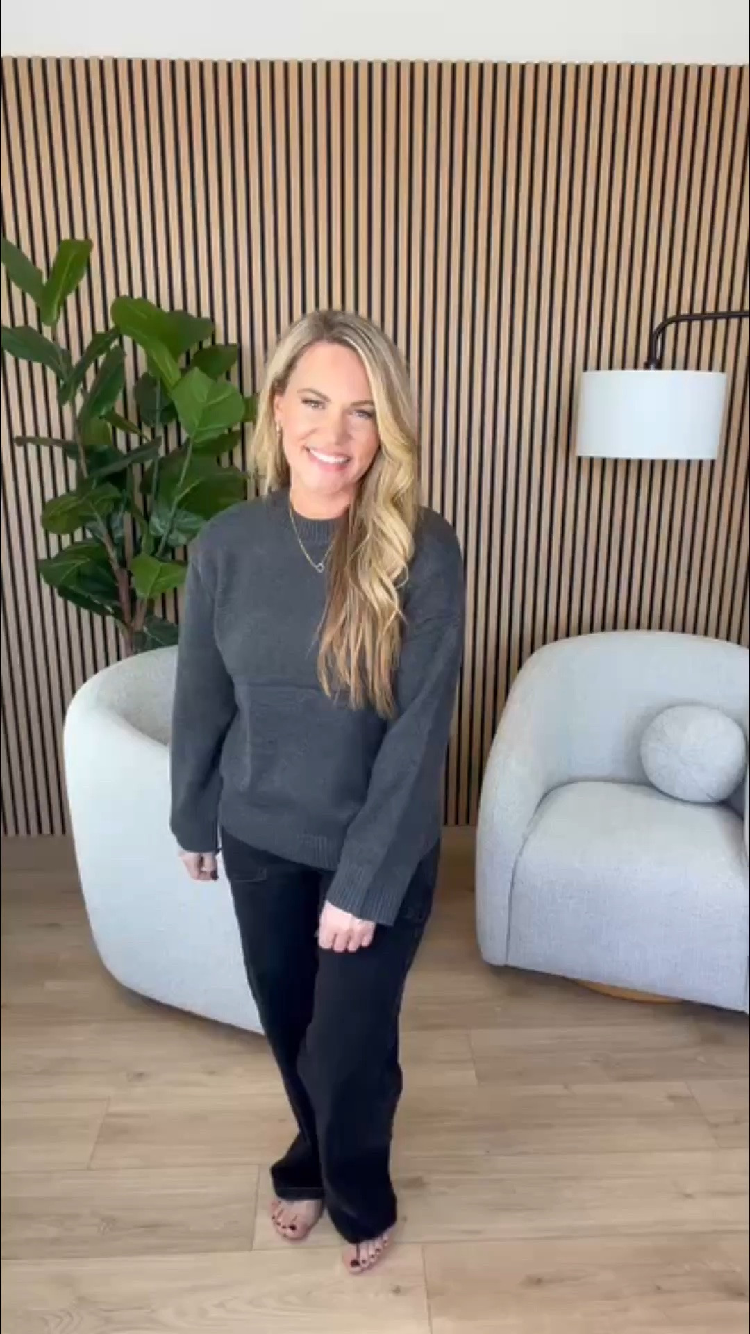 A charcoal sweater with black denim is exactly the kind of outfit I’ll wear when I want to look put together without overthinking it. I love the contrast between the softer knit and the wider leg jeans, and the dark neutrals make the whole look feel very me.

Sizing:
Sweater: Small
Jeans: Size 4

charcoal sweater, black wide leg jeans, neutral fall outfit, black denim outfit, women’s fall fashion, dark neutral outfit, classic fall style, sweater and jeans outfit, everyday fall outfit, AudrieDollins