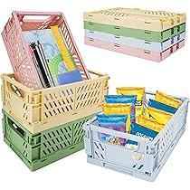 Upkey Storage Crates, 4 Pack Stackable Storage Boxes Desk Sturdy Hollow Folding Storage Basket Dr... | Amazon (UK)