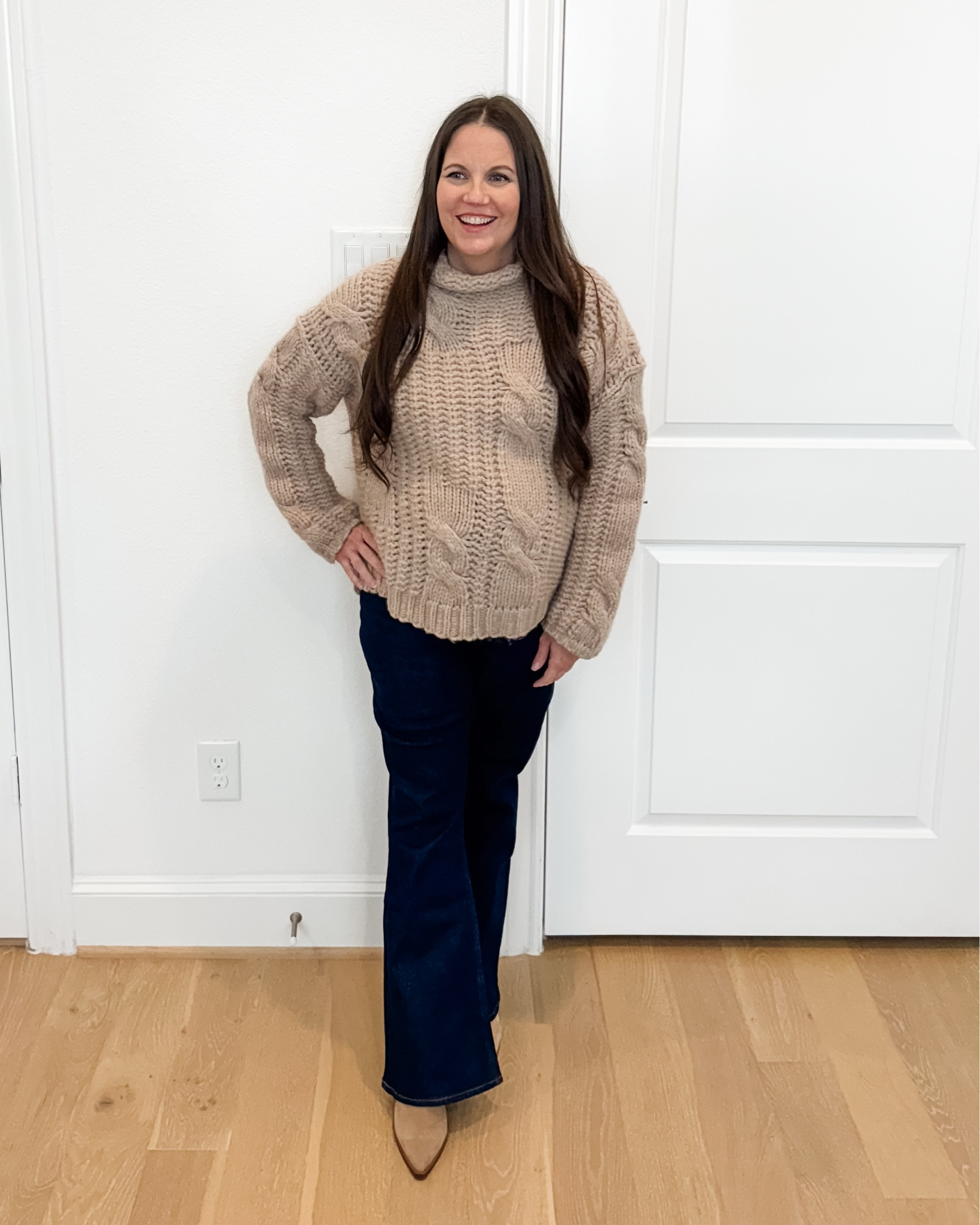 Classic Winter Maternity Style

This polished winter outfit has been a go-to in my cold-weather rotation. The mock-neck cable wool blend sweater paired with dark blue bootcut flared jeans creates such a flattering silhouette, especially during pregnancy. These truly are the best maternity jeans for comfort and support.
I love finishing the look with tan boots or swapping in light brown booties for a softer feel. It’s the perfect dressy casual outfit and a great example of chic winter outfits women can wear as a pregnancy outfit.

#LTKOver40 #LTKBump #LTKSeasonal
