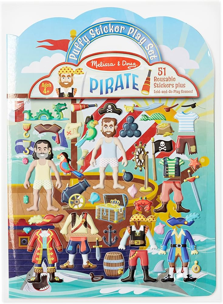 Melissa & Doug Puffy Sticker Activity Book: Pirates - 51 Reusable Stickers | Amazon (US)