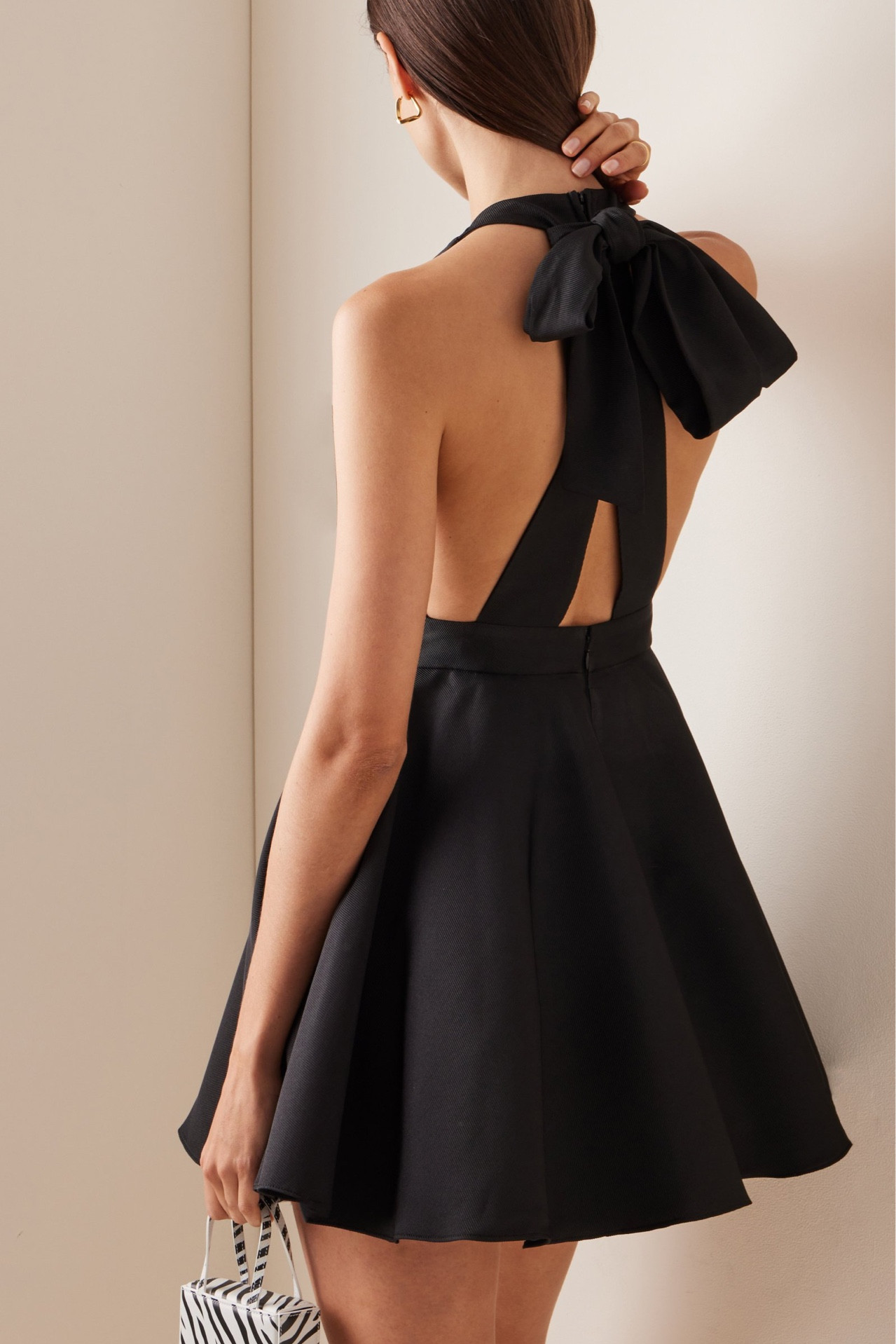 Skater Backless Bow Detail Dress Black - Luxe Mini Dresses and Luxe Party  Dresses