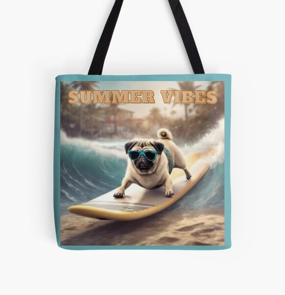 A Pug Surfing - Summer Vibes Tote Bag | Redbubble (US)