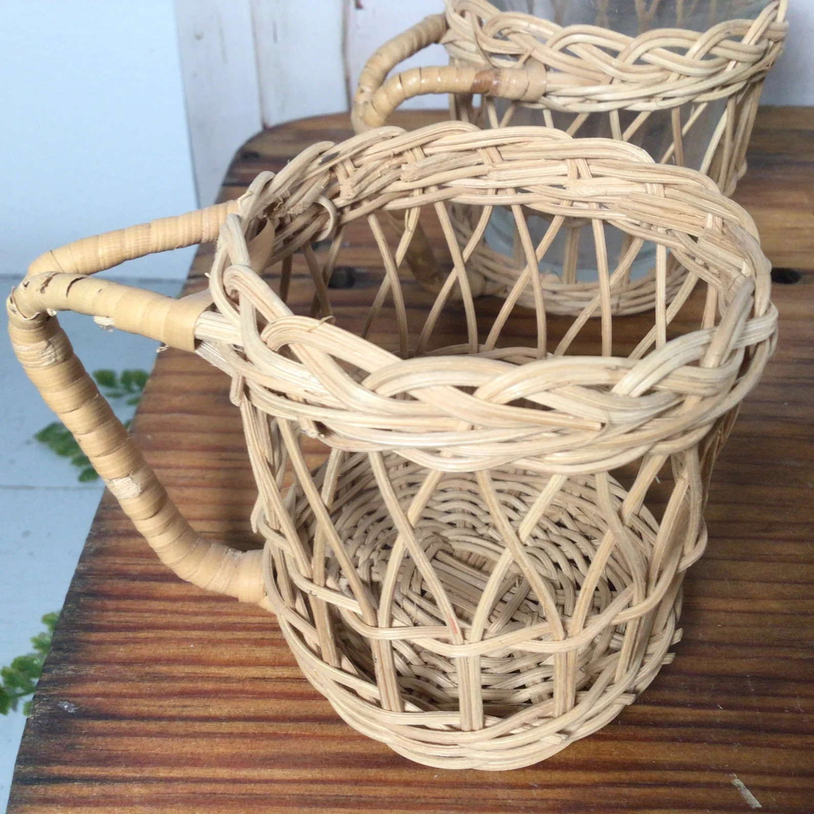 MCM Seagrass glassware, Rattan Wicker Glasses, Bamoo coffee cups | Etsy (US)