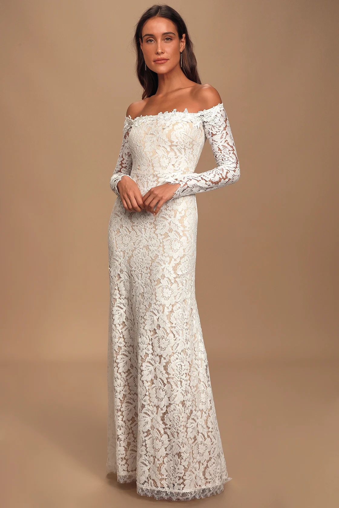 Romance Dreamer White Lace Off-the-Shoulder Maxi Dress | Lulus