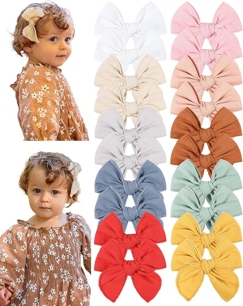 Jollybows 20pcs Fable Girls Hair Bows 3.5" Fully Lined Barrettes Alligator Hair Clips for Little ... | Amazon (US)