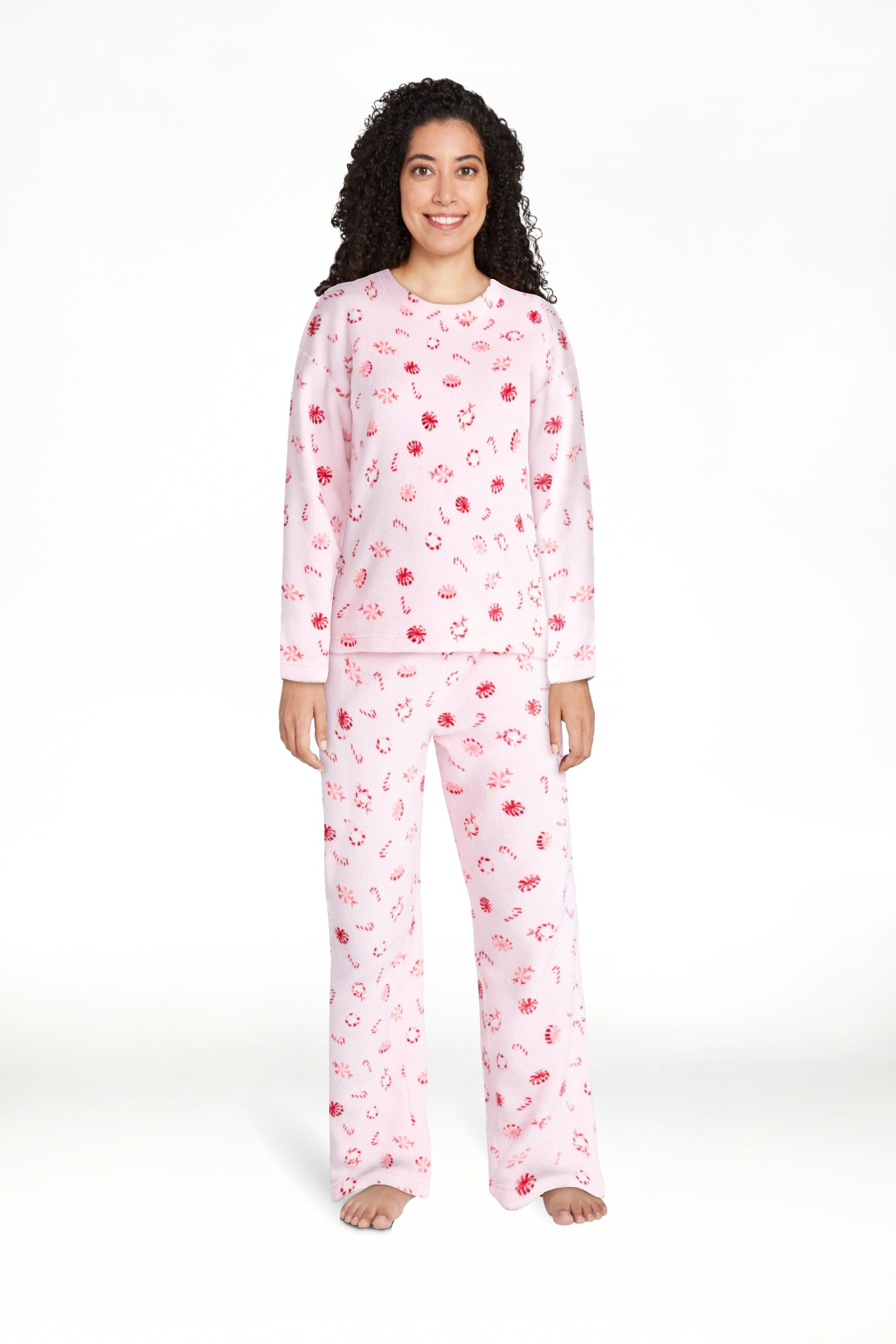 Joyspun Women's Folded Giftable Plush Long Sleeve Top and Pants Pajamas Set, 2-Piece, Sizes S-3X | Walmart (US)