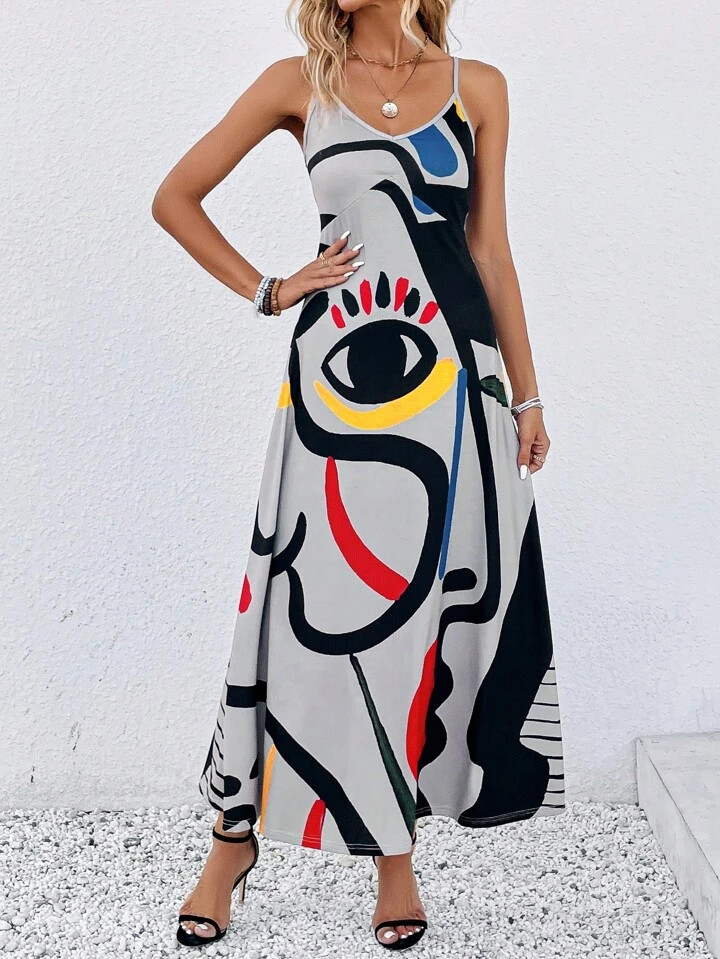 SHEIN LUNE Graphic Print Cami Dress | SHEIN