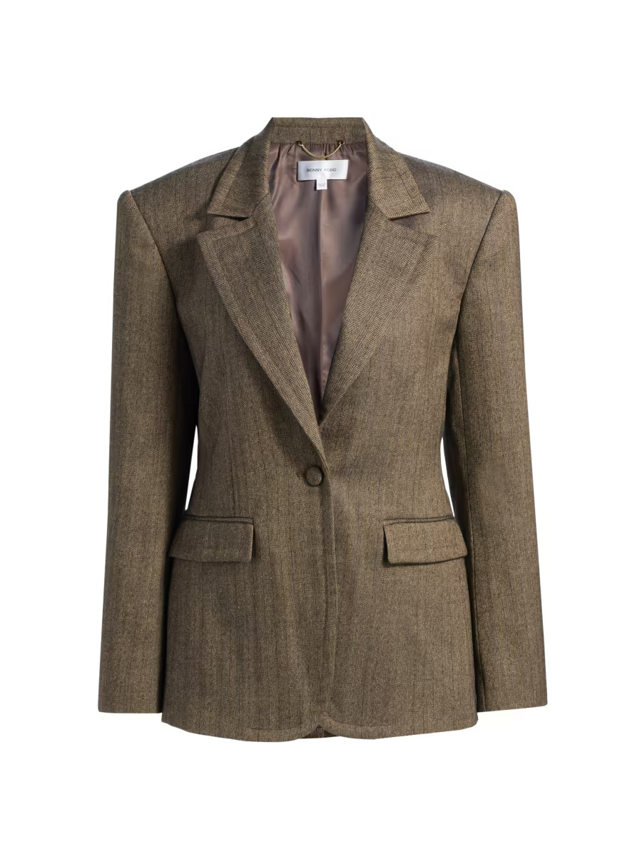 Ronny Kobo Birch Herringbone Blazer | Saks Fifth Avenue | Saks Fifth Avenue
