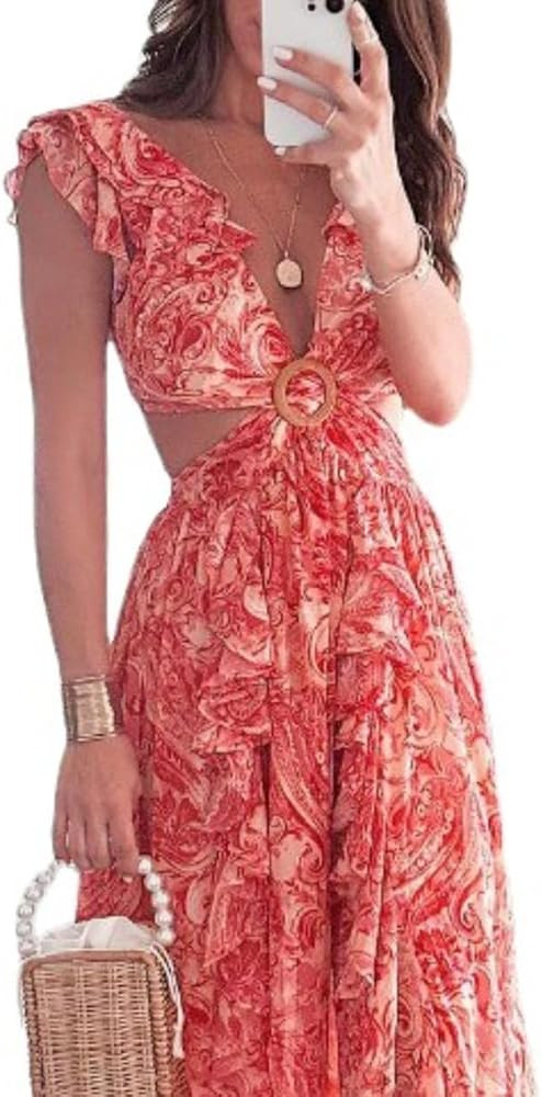 Women Dress 2025 Summer Fashion Print Pleated Sleeve | Amazon (US)