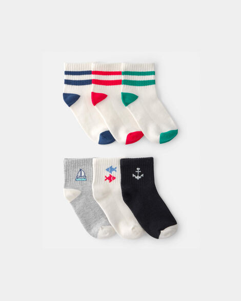 Boys 6-Pack Nautical & Striped Ankle Socks | Carter's Inc