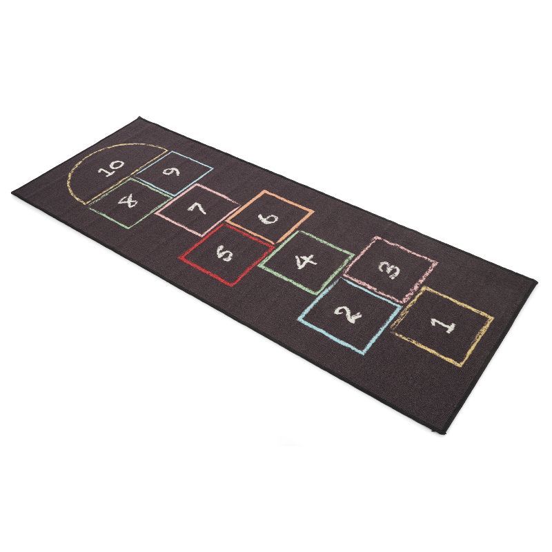 Wonder&Wise Kid's Classic Chalk Hopscotch Rug Floor Mat Activity Game Playmat with 3 Colorful Thr... | Target