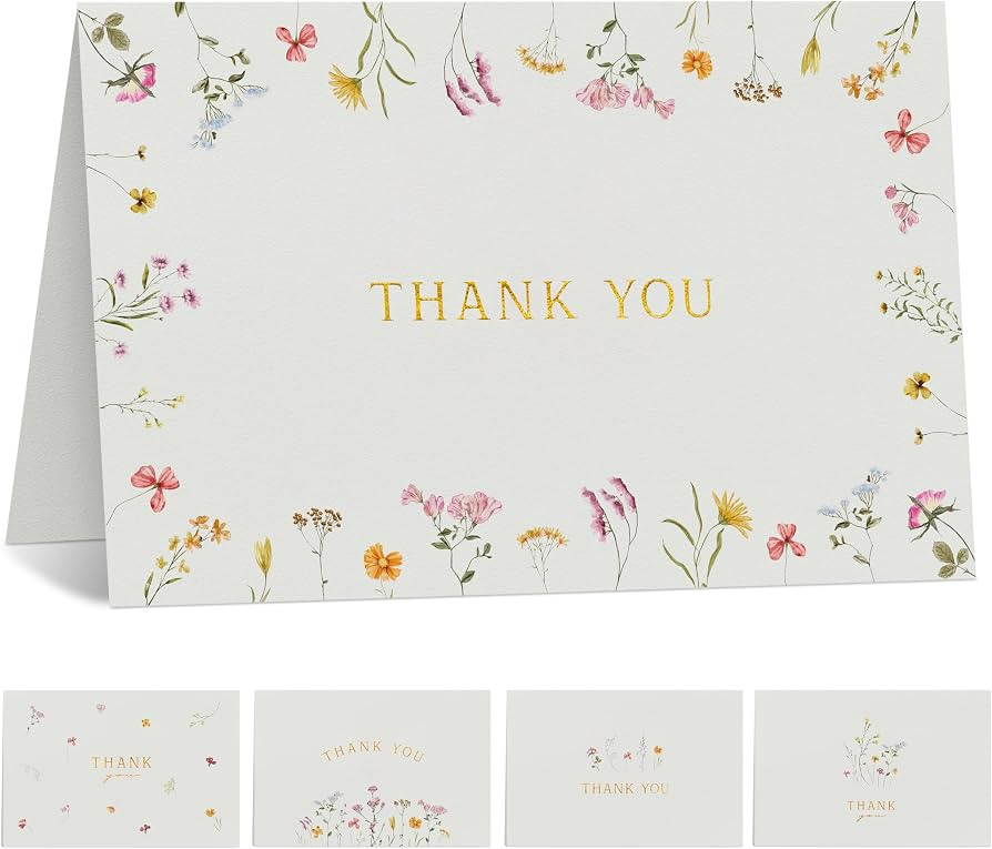 Beautiful Thank You Cards Set of 20 With Envelopes and Stickers - Elegant Blank Cards For Persona... | Amazon (US)