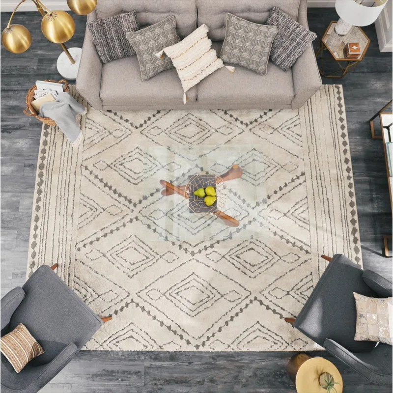 Depasquale Geometric Beige/Light Gray Area Rug | Wayfair North America