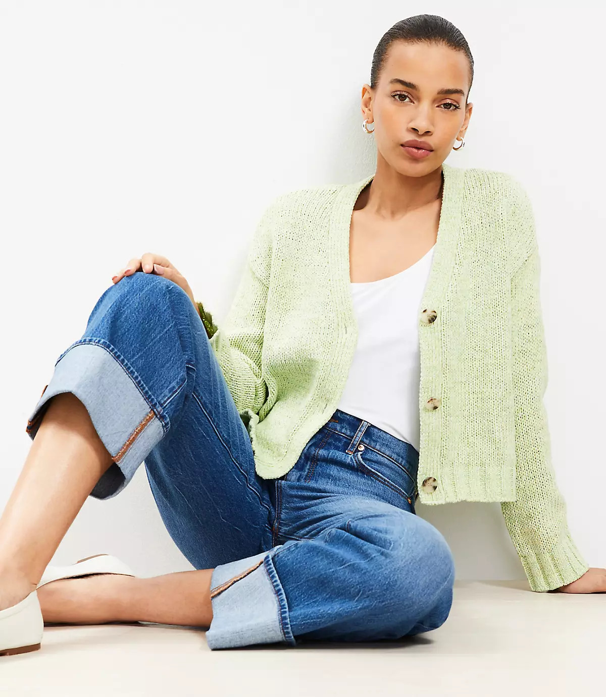 Marled Easy V-Neck Cardigan | LOFT