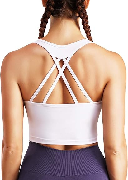 Likeonce Women's Sports Bra Medium Support Yoga Bras Cross Back Sexy Sport Pads Bras for Women Fi... | Amazon (US)