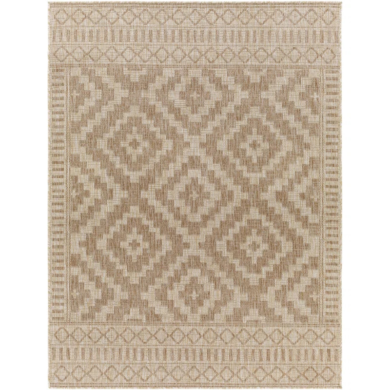 Corryn Oriental Machine Woven Indoor / Outdoor Area Rug in Khaki | Wayfair North America
